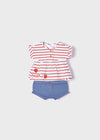 Conjunto Algodon 4 Piezas Short Blusa M/C Rojo Bebe Niña Mayoral M1623
