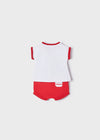 Conjunto Algodon 4 Piezas Short Blusa M/C Rojo Bebe Niña Mayoral M1623