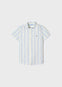 Camisa M/C Lino Rayas Cuello Mao Verde Niño Mayoral M3117