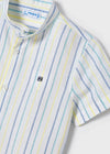 Camisa M/C Lino Rayas Cuello Mao Verde Niño Mayoral M3117 Mayoral