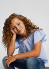 Blusa Rayas Vestir Azul Junior Niña Mayoral M6129 Mayoral
