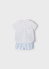 Conjunto Short Rayas Camisa M/C Lino Azul Cielo Bebe Niño Mayoral M1213 Mayoral