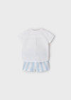 Conjunto Short Rayas Camisa M/C Lino Azul Cielo Bebe Niño Mayoral M1213 Mayoral