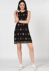 Vestido Coctel Negro Bordado Tresor Dama Desigual Desigual