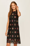 Vestido Coctel Negro Bordado Tresor Dama Desigual Desigual