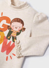 Blusa Cuello Alto M/L Serigrafia Beige Bebe Niña Mayoral M2091 MAYORAL