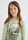 Blusa M/L Estampado Verde Pistache Niña Junior Mayoral M7027 MAYORAL