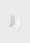 Set 2 Calcetines Vestir Blanco/Gris Bebe Niño Mayoral M9536 MAYORAL