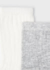 Set 2 Calcetines Vestir Blanco/Gris Bebe Niño Mayoral M9536 MAYORAL