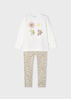 Conjunto Leggings Blusa M/L Flores Beige Niña Mayoral M4777 MAYORAL