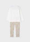 Conjunto Leggings Blusa M/L Flores Beige Niña Mayoral M4777 MAYORAL