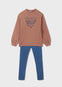Conjunto Leggings Blusa Bordado Corazo Nude Niña Junior Mayoral M7738