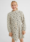 Vestido De Felpa Estampado Corazones Beige Niña Junior Mayoral M7946 MAYORAL