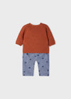 Conjunto Sueter Tejido Pantalon Estrellas Ocre Bebe Niño Mayoral M2515 MAYORAL