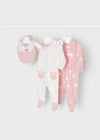 Set 2 Mamelucos Con Babero Rosa Bebe Niña Mayoral M2609 MAYORAL