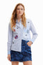 Camisa M/L Rayas Apliques Cielo Dama Desigual