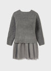 Vestido Desmontable Sueter Tejido Color Gris/Plateado Niña Junior Mayoral M7936 MAYORAL
