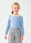 Blusa M/L Cuello Bordado Azul Niña Abelylula M5632