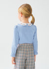 Blusa M/L Cuello Bordado Azul Niña Abelylula M5632 ABEL Y LULA