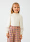 Blusa M/L Combinada Popeli Marfil Niña Abelylula M5629