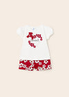 Conjunto Bermuda Satinado Flores Rojo Bebe Niña Mayoral M1282 MAYORAL