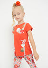 Blusa M/C Serigrafia Naranja Niña Mayoral M3070 MAYORAL