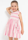 Vestido Rayas Lino Rosa Niña Mayoral M3922 MAYORAL