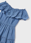 Vestido Perforados Azul Niña Mayoral M3929 MAYORAL