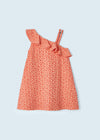 Vestido Asimetrico De Algodon Salmon Niña Mayoral M3935 MAYORAL
