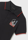 Polo M/C Print Negro Niño Junior Mayoral M6108 MAYORAL