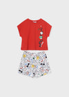 Conjunto Short Estampado Rojo Niña Junior Mayoral M6244 MAYORAL