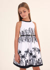 Vestido Con Cinturo Y Estampado Tipo Cenefa Blanco Niña Junior Mayoral M6909 MAYORAL