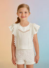Blusa Cintas Bordado Blanco Niña Abelylula M5126 ABEL Y LULA