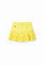 Falda Combinada Mezclilla Bordado Suizo Amarillo Desigual 23Sgfd03