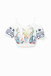Blusa Corta Ilustraciones Blanco Dama Desigual 23Swbw22 DESIGUAL