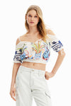 Blusa Corta Ilustraciones Blanco Dama Desigual 23Swbw22 DESIGUAL