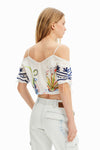 Blusa Corta Ilustraciones Blanco Dama Desigual 23Swbw22 DESIGUAL