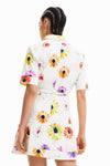 Vestido Corto Camisero Flores Designed Cristian Lacroix Blanco 23Swvw75 Desigual DESIGUAL