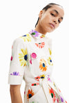 Vestido Corto Camisero Flores Designed Cristian Lacroix Blanco 23Swvw75 Desigual DESIGUAL