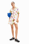 Vestido Corto Camisero Flores Designed Cristian Lacroix Blanco 23Swvw75 Desigual DESIGUAL