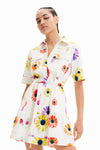 Vestido Corto Camisero Flores Designed Cristian Lacroix Blanco 23Swvw75 Desigual DESIGUAL
