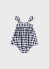 Vestido S/M Cuadros Con Cubre Pañal Marino Bebe Niña Mayoral M1963 MAYORAL