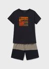 Conjunto Playera M/C Short Algodon Blocking Negro Niño Junior Mayoral M6655 MAYORAL