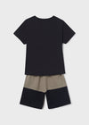Conjunto Playera M/C Short Algodon Blocking Negro Niño Junior Mayoral M6655 MAYORAL