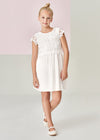 Vestido Combinado Bordado Blanco Niña Junior Mayoral M6916 MAYORAL