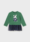 Vestido M/L Combinado Tul Verde/Marino Bebe Niña Mayoral M2989 MAYORAL