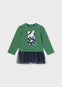 Vestido M/L Combinado Tul Verde/Marino Bebe Niña Mayoral M2989
