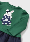 Vestido M/L Combinado Tul Verde/Marino Bebe Niña Mayoral M2989 MAYORAL