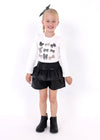 Conjunto Blusa M/L Con Scrunchie Crd-Negro y Short Falda Polipiel Negro Niña Mayoral M4006