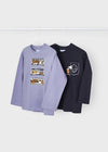 Set Playeras M/L "Urban" Gris/Lavanda Niño Mayoral M4034 MAYORAL